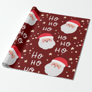 Santa Face Christmas Ho Ho Pattern Wrapping Paper