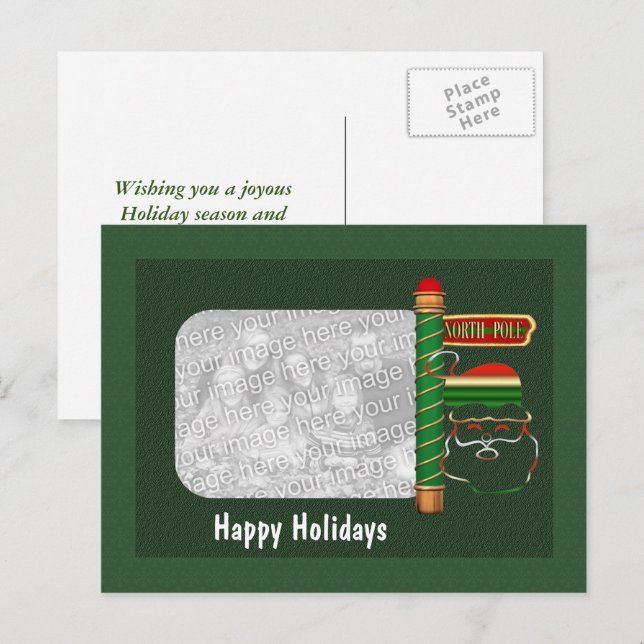 Santa Face Christmas Holiday Photo Postcard (Front/Back)