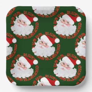 Santa Face Circles, Green-Paper Plates
