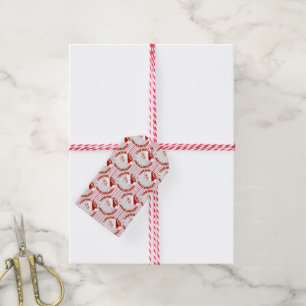 Santa Face Circles Red Stripes-Gift Tags