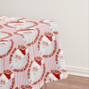 Santa Face Circles, Red Stripes-TABLECLOTH 60x104 Tablecloth