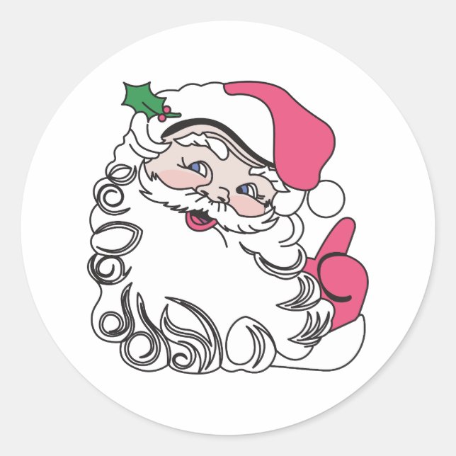 Santa Face Classic Round Sticker (Front)