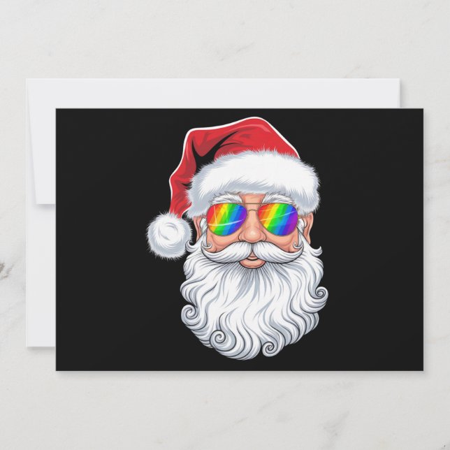 Santa Face Gay Sunglasses Christmas Xmas LGBTQ Holiday Card (Front)