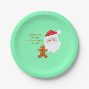 Santa Face Gingerbread Man Paper Plate