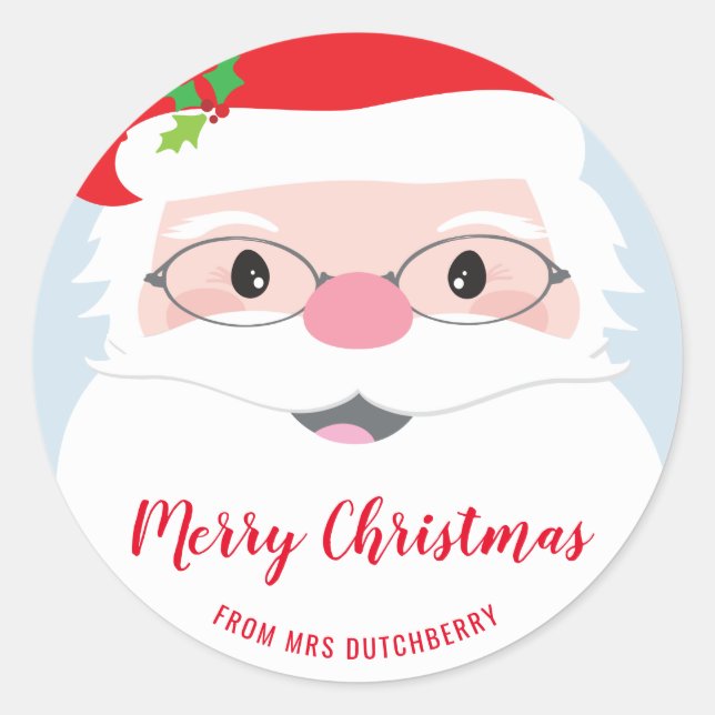 SANTA FACE hipster festive cool christmas modern Classic Round Sticker (Front)