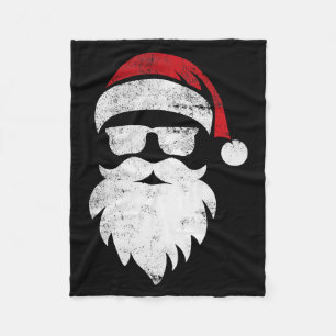 Santa Face Hipster Style Funny Christmas Pajamas Fleece Blanket