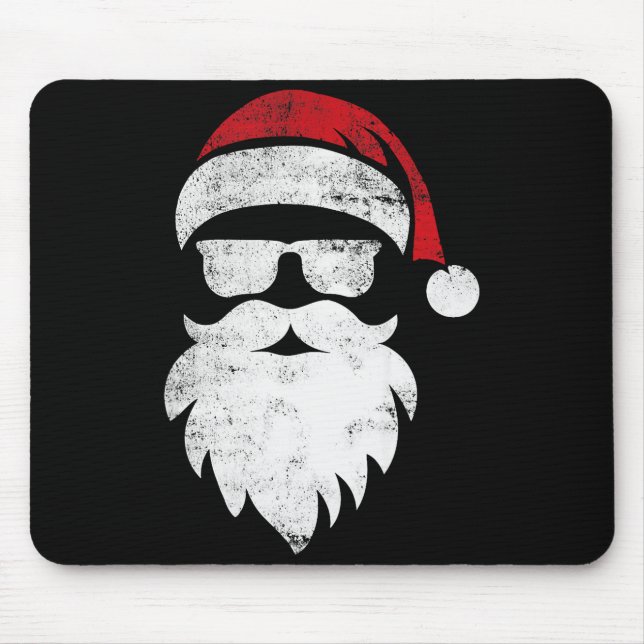 Santa Face Hipster Style Funny Christmas Pajamas  Mouse Mat (Front)