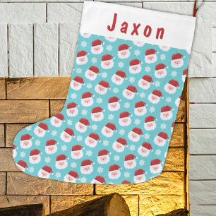 Santa Face Kids Personalised Name Large Christmas Stocking