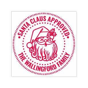 Santa Face Logo, Santa Claus Approved Family Name  Self-inking Stamp