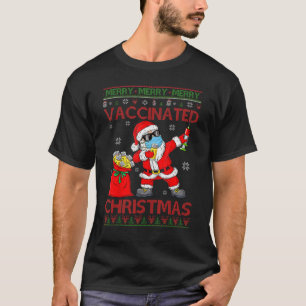 Santa Face Mask Sunglasses Vaccine Christmas Pajam T-Shirt