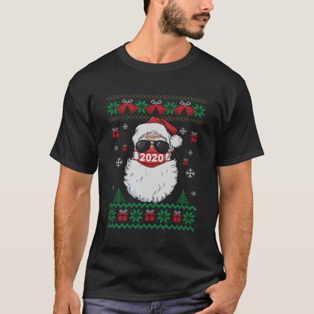 Santa Face Mask Ugly Christmas Sweater 2020 Family (Front)