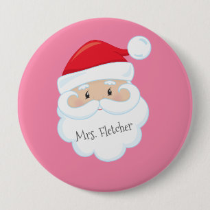 Santa Face Name in Beard 10 Cm Round Badge