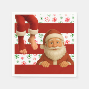 Santa Face   North Pole Spirits Christmas  Napkin