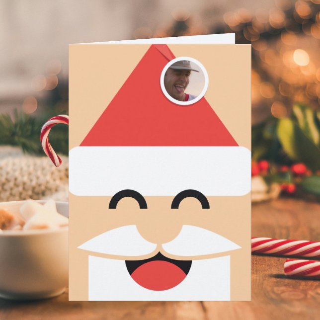 Santa Face Photo Folded Christmas Card (Creator Uploaded)