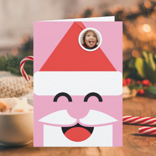 Santa Face Photo Folded Christmas Card