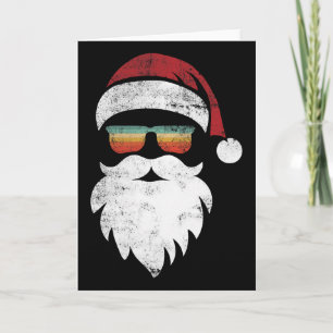 Santa Face Retro Hat Sungl Christmas Shirts For Me Card