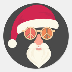 Santa Face Retro Sunglasses Christmas Classic Round Sticker