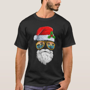 Santa Face Retro Sunglasses Hawaii Christmas Xmas  T-Shirt