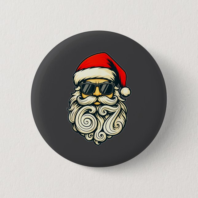 Santa Face Retro Sungles 6 7 Christmas 67 Santa Si 6 Cm Round Badge (Front)