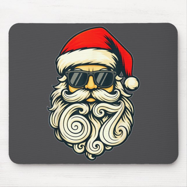 Santa Face Retro Sungles 6 7 Christmas 67 Santa Si Mouse Mat (Front)