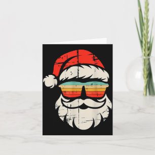 Santa Face Retro Sungles Christmas  Card
