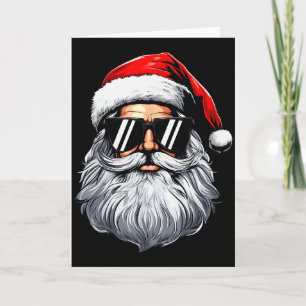 Santa Face Retro Sungles Christmas Shirts For Mens Card
