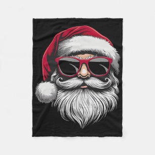 Santa Face Retro Sungles Christmas Shirts For Mens Fleece Blanket