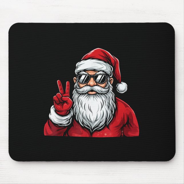 Santa Face Retro Sungles Christmas Shirts For Mens Mouse Mat (Front)
