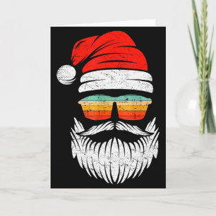 Santa Face Retro Sungles Christmas Xmas Men Women  Card