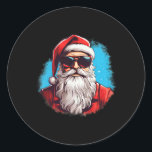 Santa Face Retro Sungles Christmas Xmas Men Women  Classic Round Sticker<br><div class="desc">Santa Face Retro Sungles Christmas Xmas Men Women</div>
