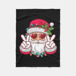 Santa Face Retro Sungles Christmas Xmas Men Women Fleece Blanket