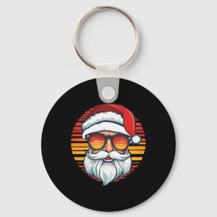 Santa Face Retro Sungles Christmas Xmas Men Women Key Ring