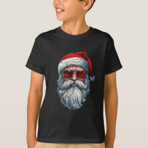 Santa Face Retro Sungles Christmas Xmas Men Women T-Shirt