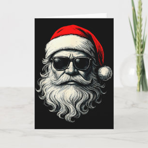 Santa Face Retro Sungles Funny Christmas Pajama Me Card