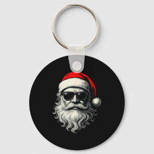 Santa Face Retro Sungles Funny Christmas Pajama Me Key Ring