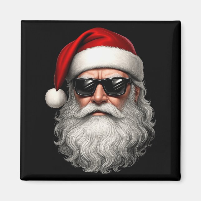 Santa Face Retro Sungles Funny Christmas Pajama Me Magnet (Front)