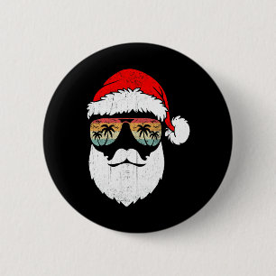 Santa Face Retro Sungles Hawaiian Christmas Xmas T 6 Cm Round Badge