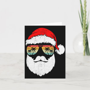 Santa Face Retro Sungles Hawaiian Christmas Xmas T Card