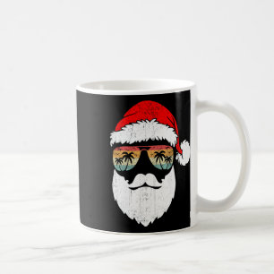 Santa Face Retro Sungles Hawaiian Christmas Xmas T Coffee Mug