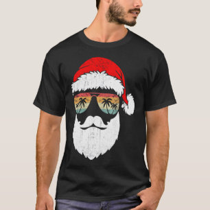 Santa Face Retro Sungles Hawaiian Christmas Xmas T T-Shirt