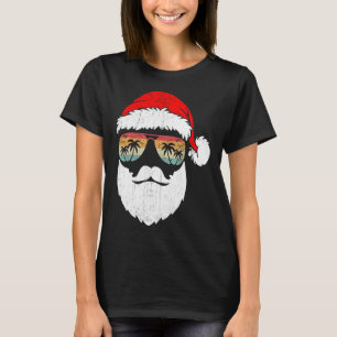 Santa Face Retro Sungles Hawaiian Christmas Xmas T T-Shirt
