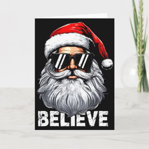 Santa Face Sungles Believe Christmas Shirts For Bo Card