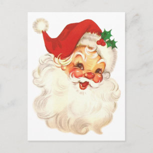 santa face vintage holiday postcard