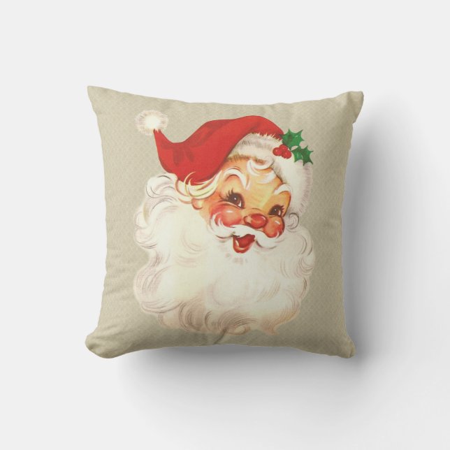 Santa Face Vintage Pillow (Front)