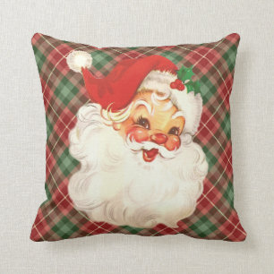 Santa Face Vintage Pillow