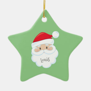 Santa Face with Name and Year Ceramic Ornament
