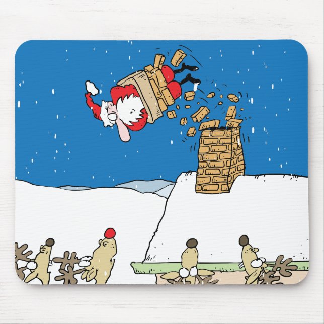 Santa Falling off the Roof Mouse Mat (Front)