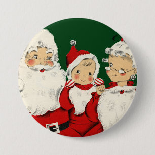 Santa Family Christmas 7.5 Cm Round Badge