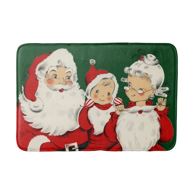 Santa Family Christmas Bath Mat (Front)