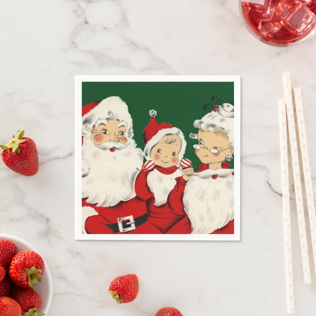 Santa Family Christmas Napkin (Insitu)